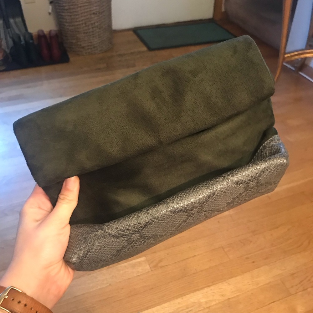 Free People Green suede clutch